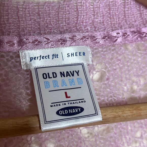 Old Navy Women’s Y2K Purple Open Knit Deep V-Neck Lightweight Sweater Size Large - Picture 2 of 6